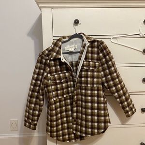 Flannel patterned button up coat